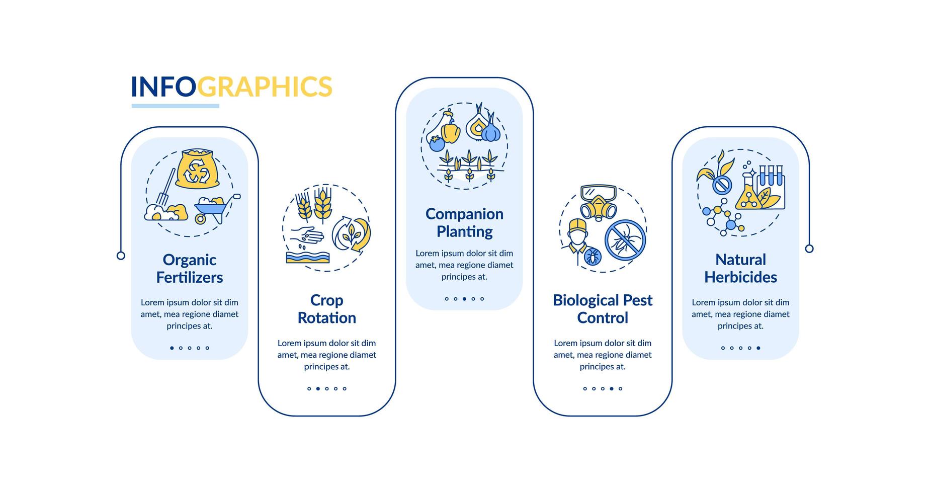 plantilla de infografía de vector de principios de agricultura orgánica