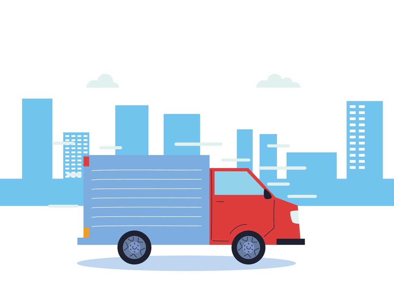 cargo transport truck in the city vector