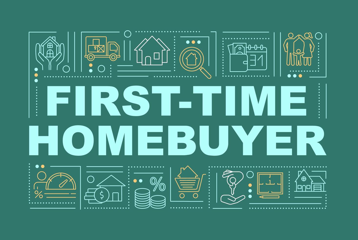 First-time homebuyer word concepts banner vector