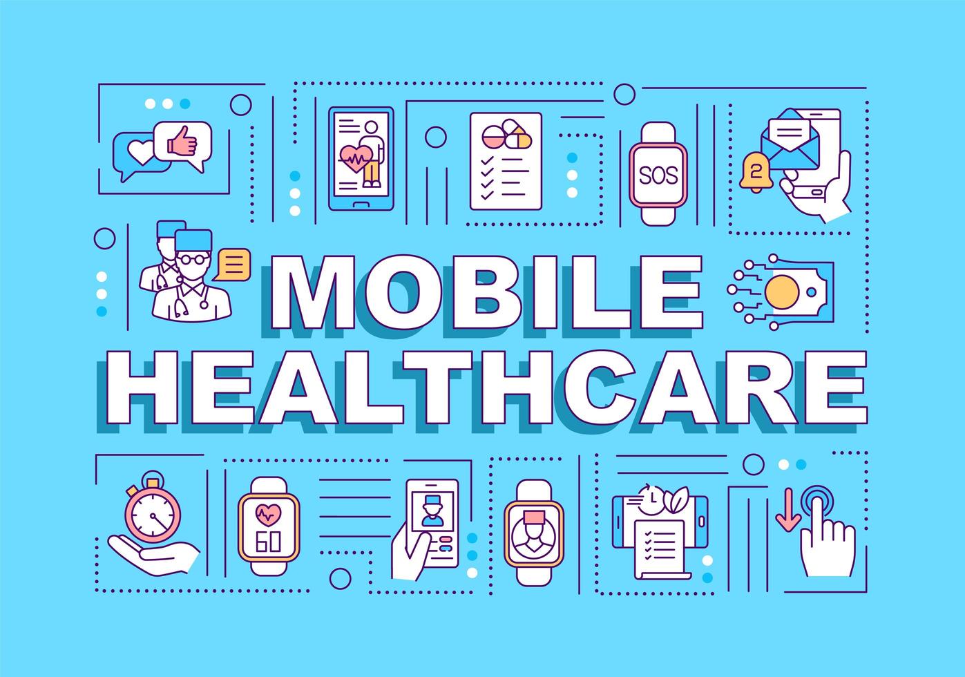 Mobile healthcare word concepts banner vector