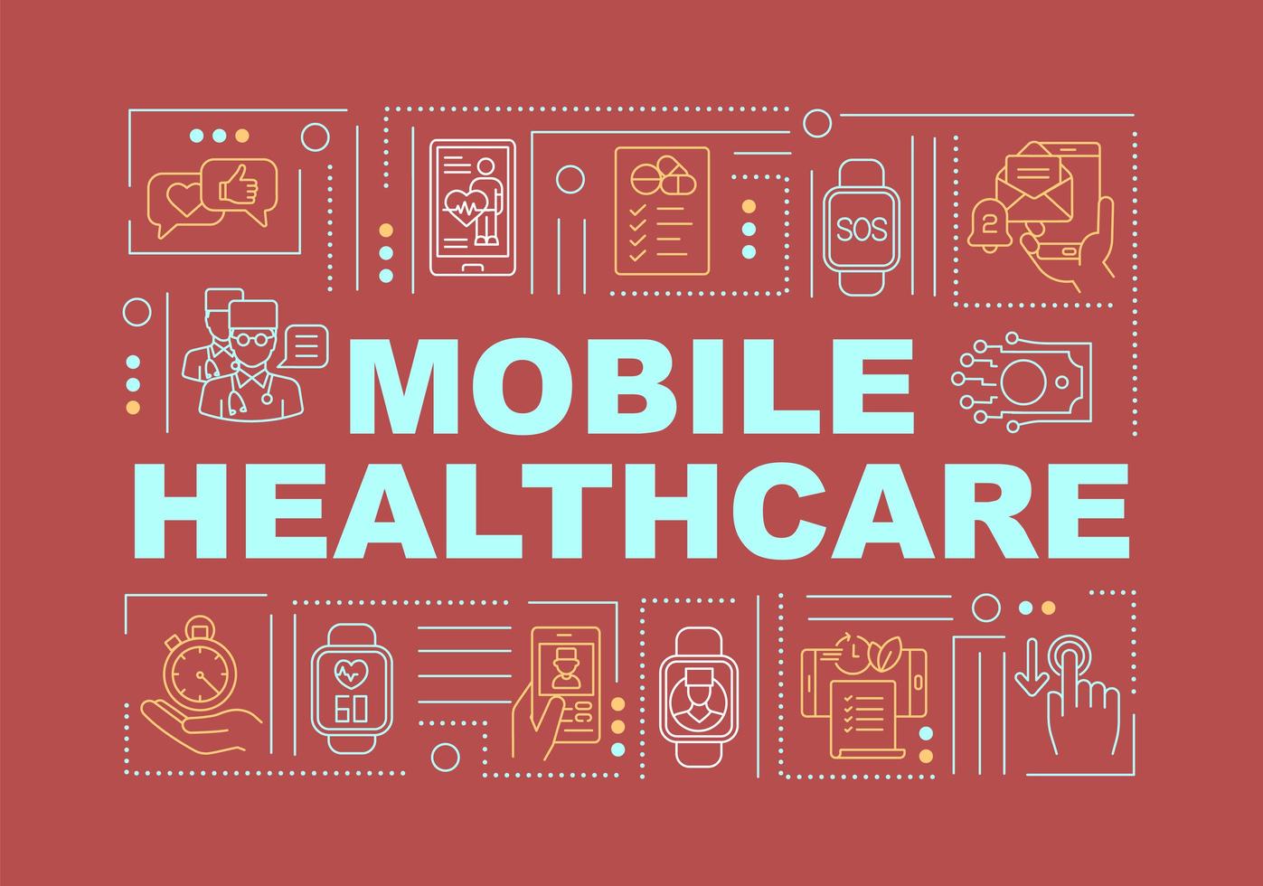 Mobile healthcare word concepts banner vector