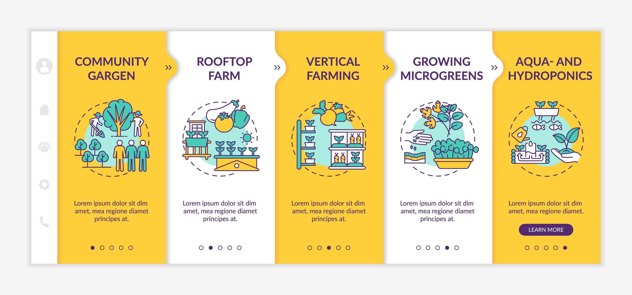Urban farming onboarding vector template