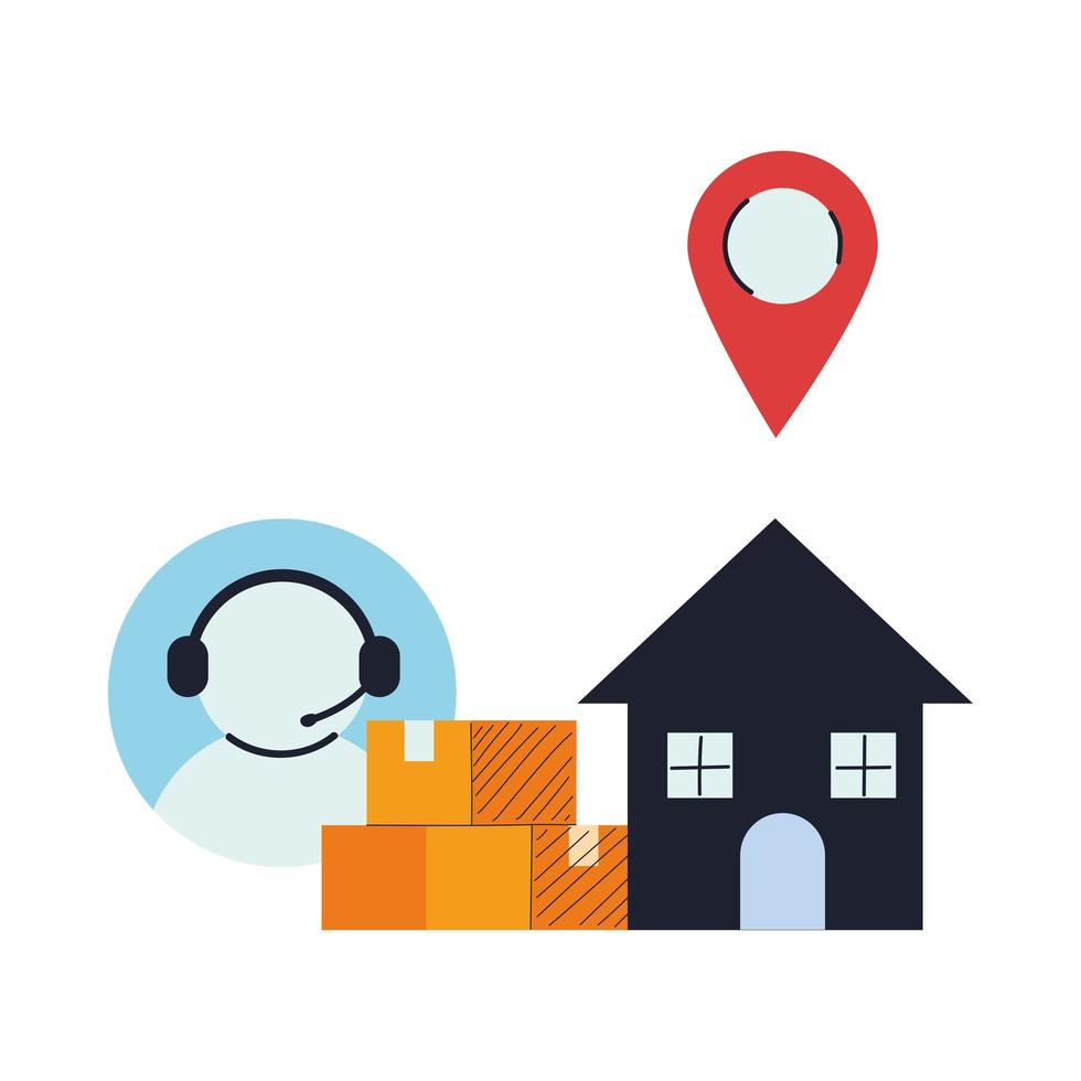 house as a delivery location with customer service vector
