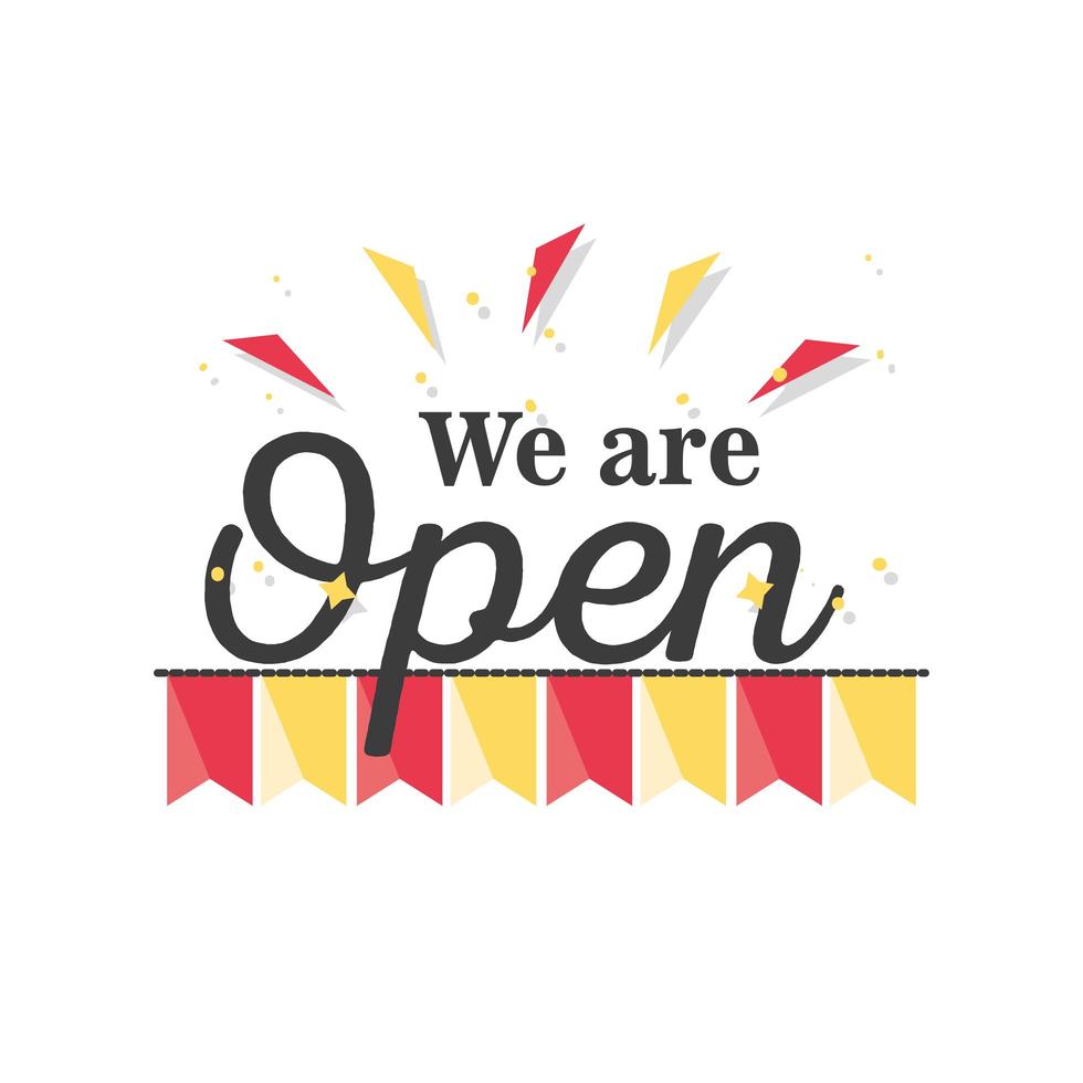 we are open banner and ribbons icon vector design