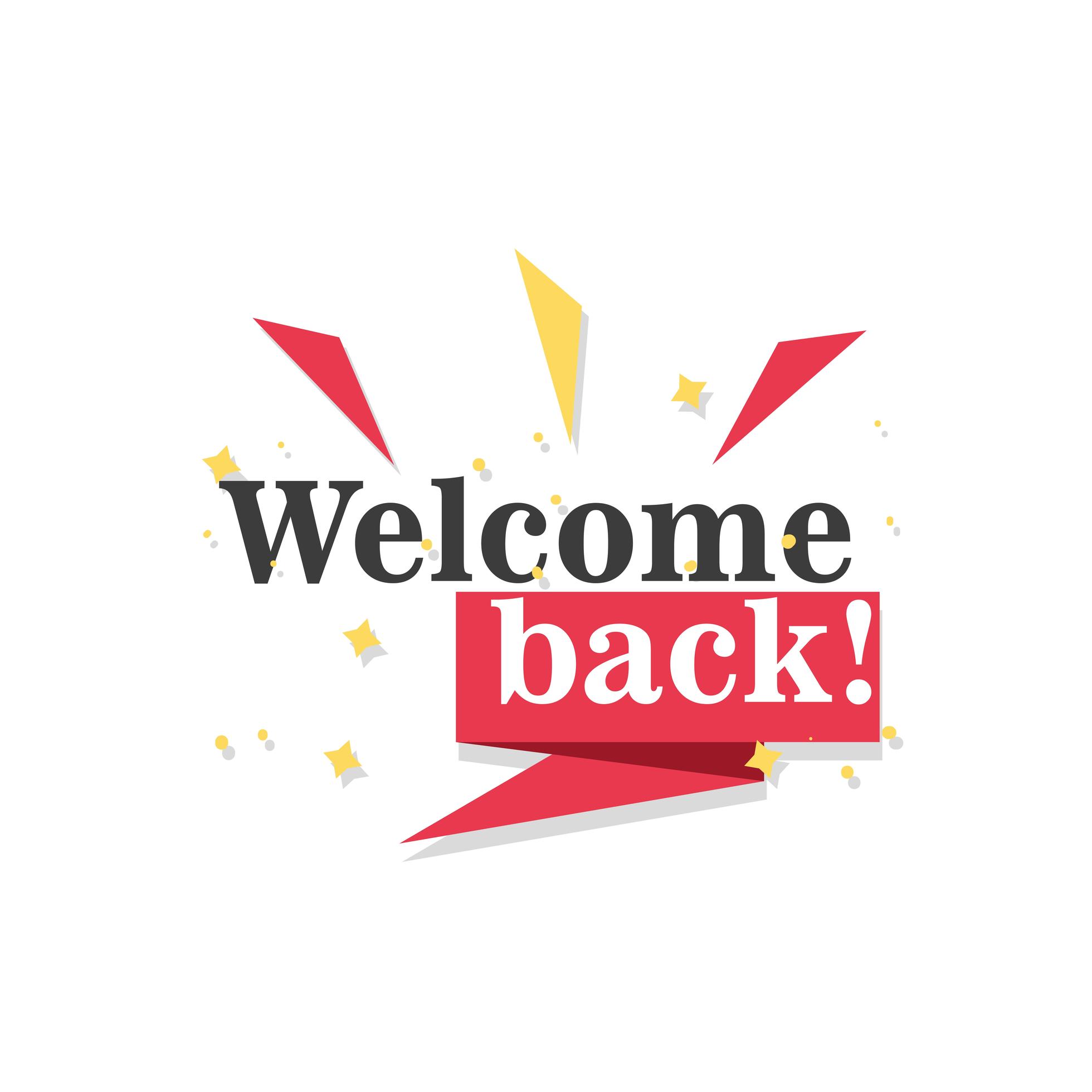 welcome back banner with confetti 1939463 Vector Art at Vecteezy