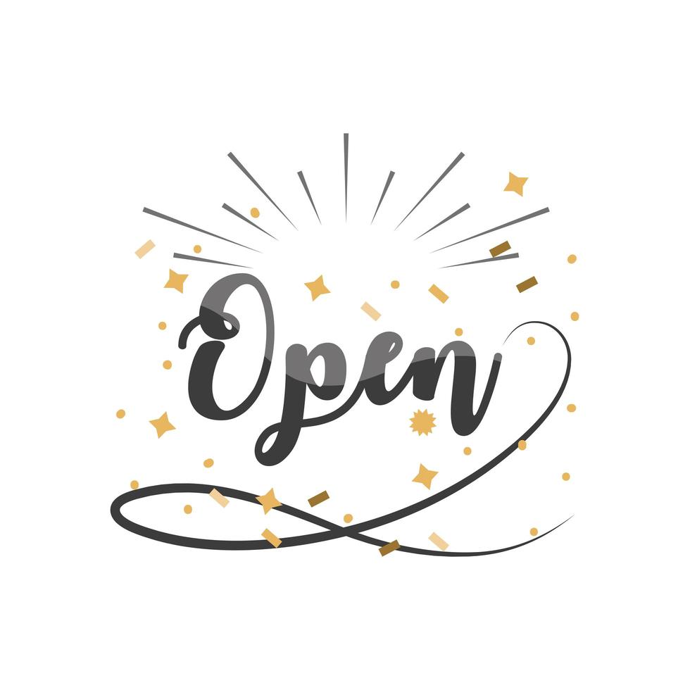 Open sign with confetti vector