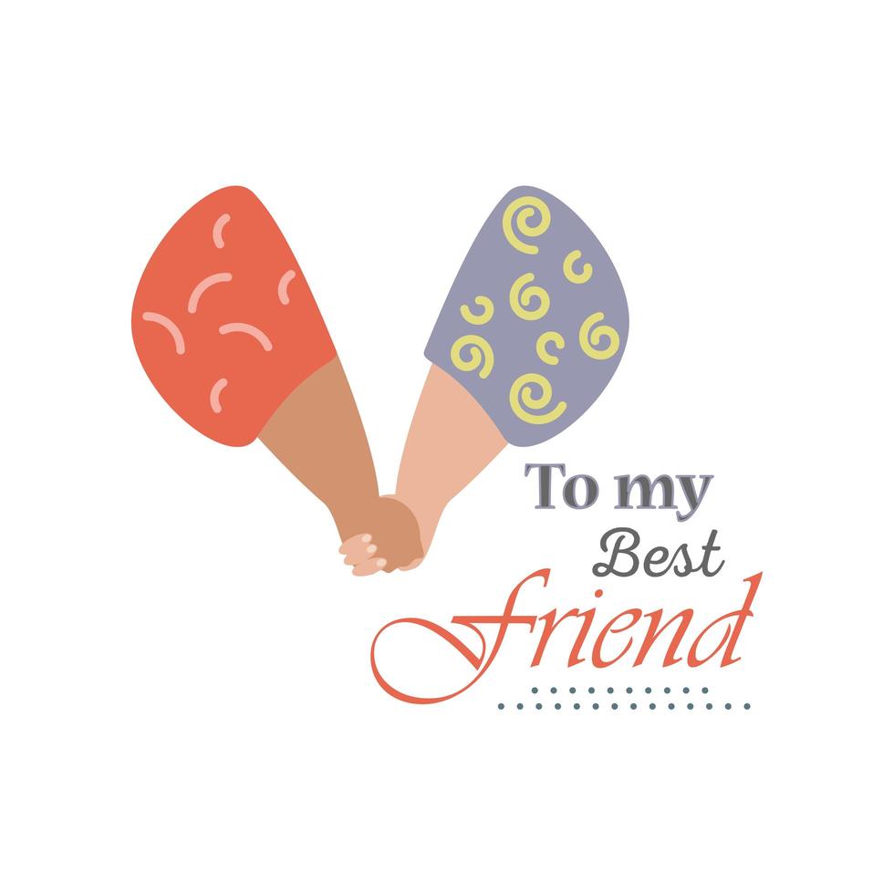 to my best friend with handshake detailed style icon vector design