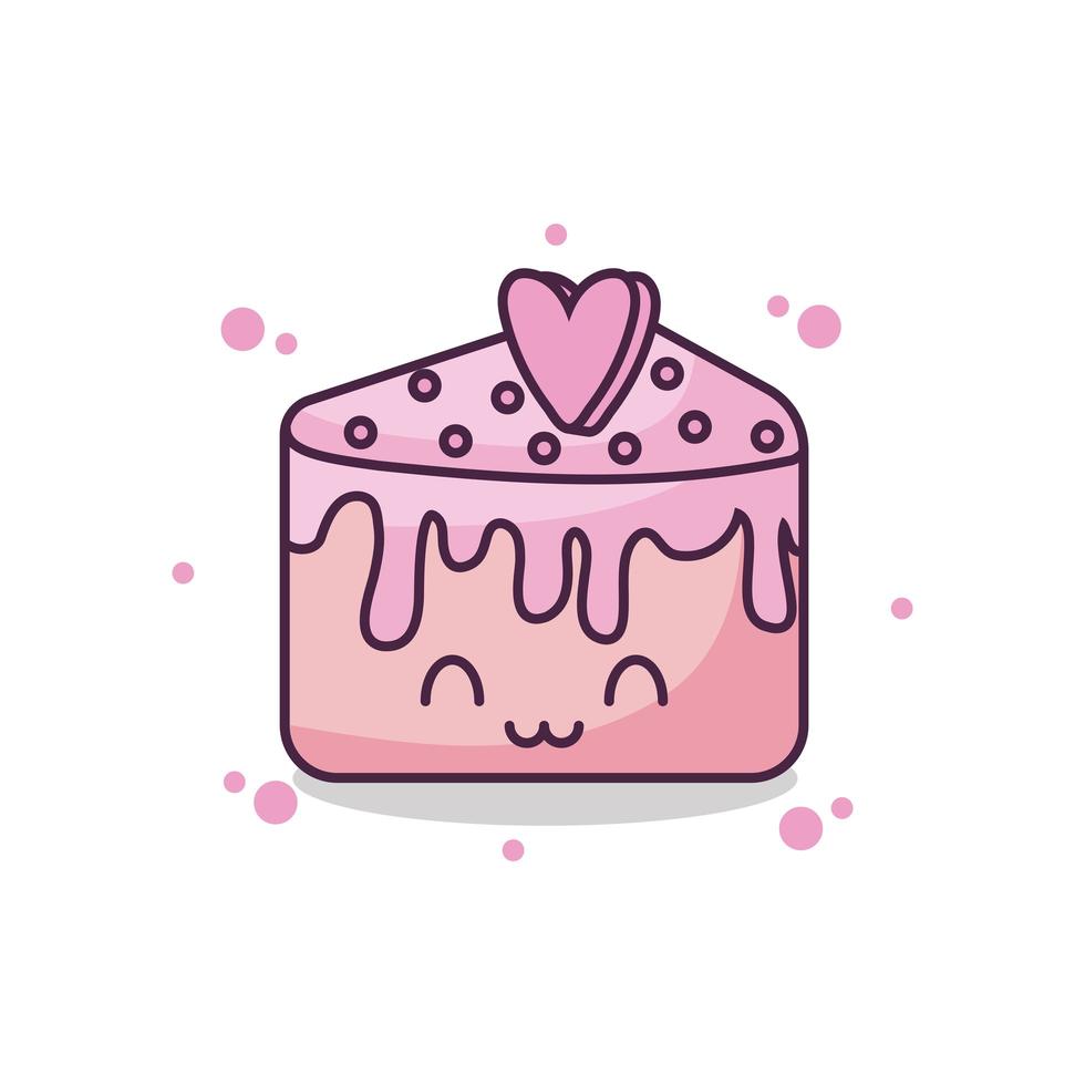 rebanada de tarta de cumpleaños, estilo kawaii vector