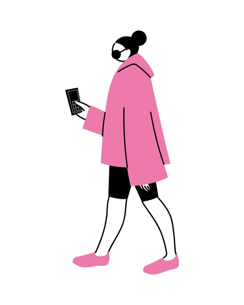 young woman using a cell phone vector