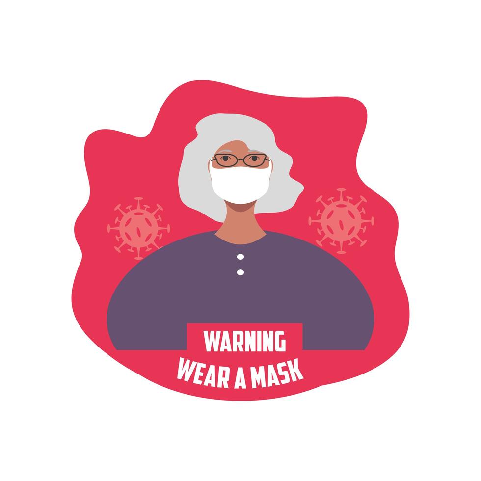 warning sign, woman wearing a medical mask vector