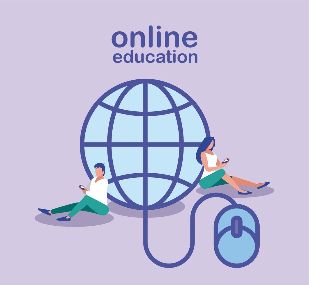 people looking for information on the web, online education vector