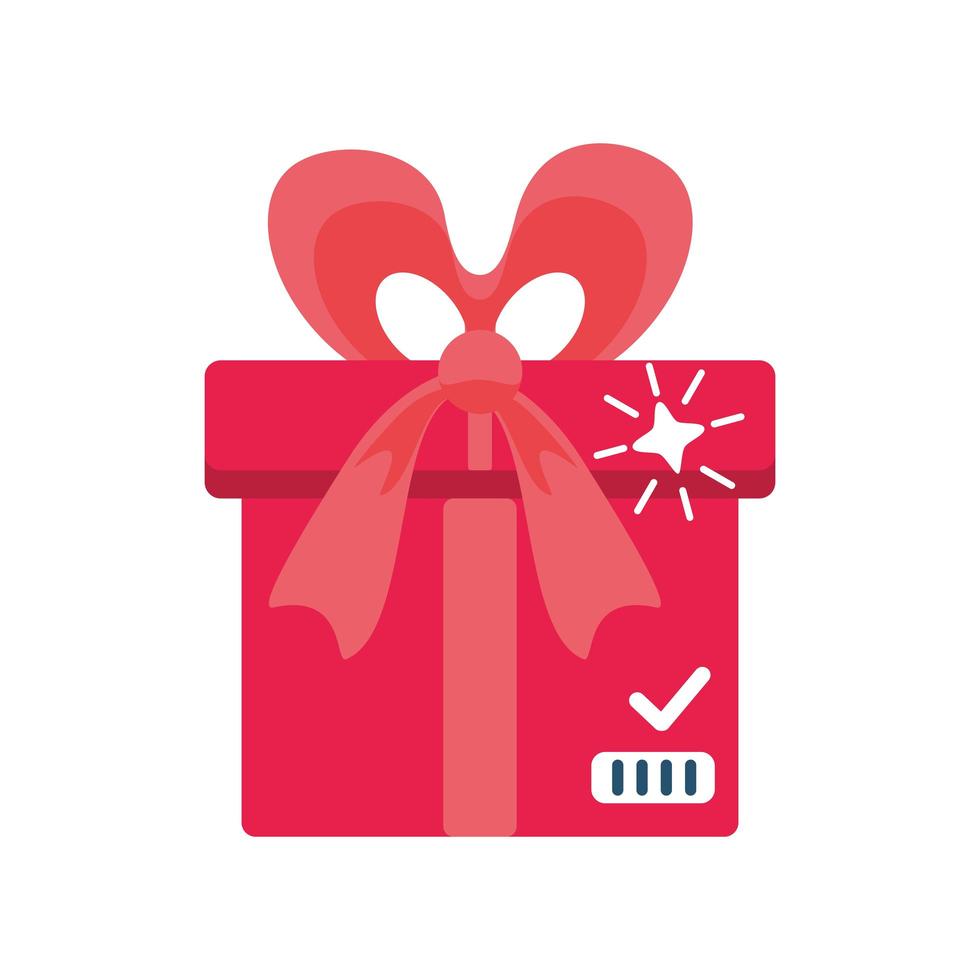 Caja de regalo roja con cinta sobre fondo blanco. vector