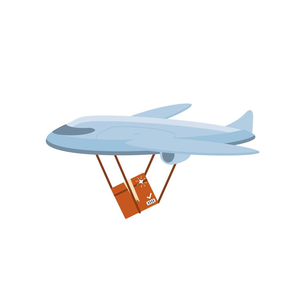 transport of goods by plane on white background vector