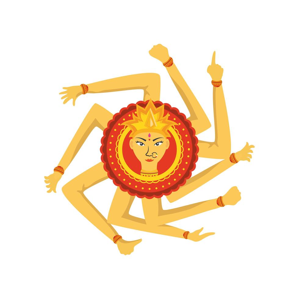 diosa Durga maa sobre fondo blanco. vector