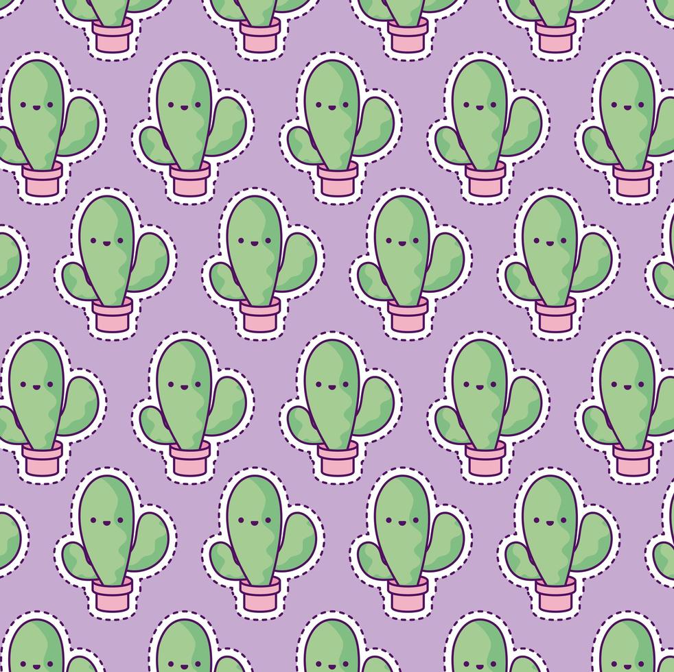 pattern with cactus tropical, patch style vector
