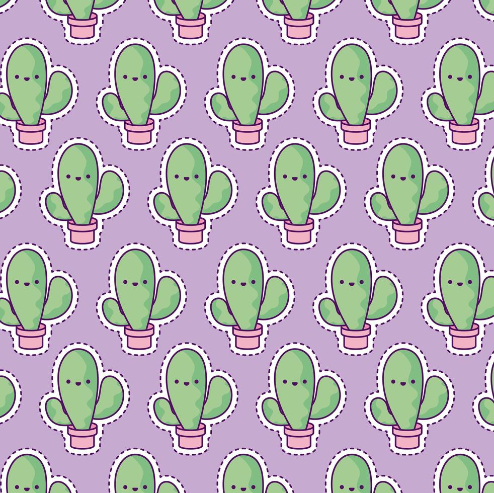 pattern with cactus tropical, patch style vector