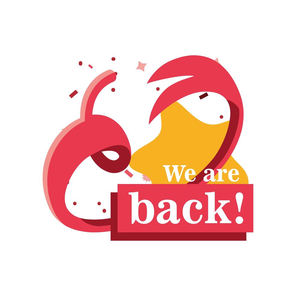 we are back banner with star and ribbon vector