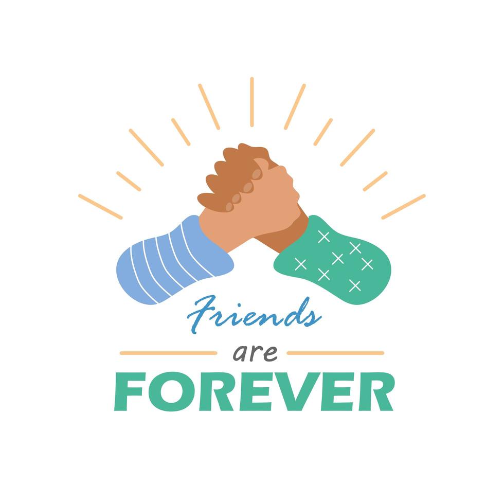 friends are forever with handshake detailed style icon vector design