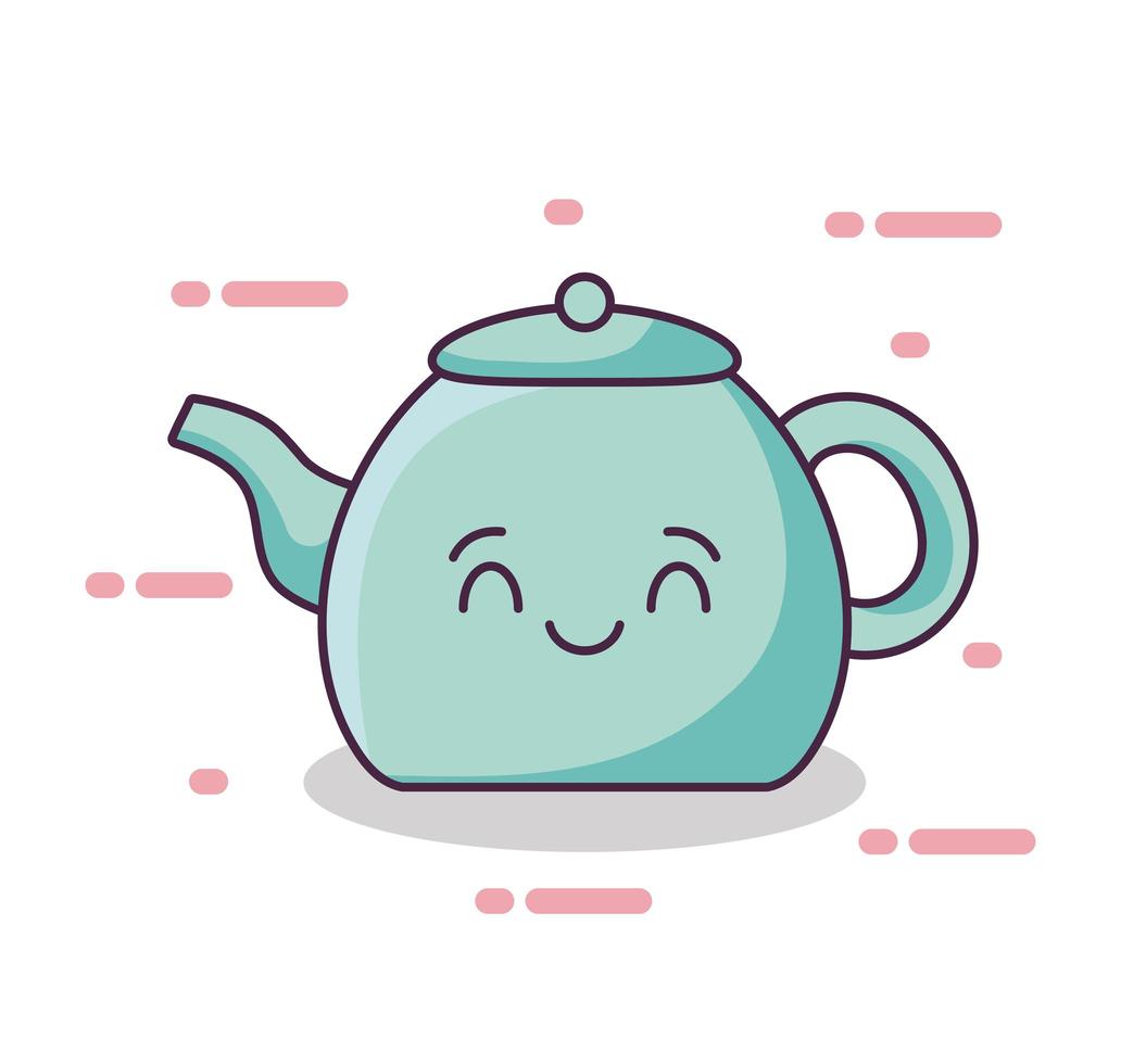 cute teapot kitchen kawaii style vector