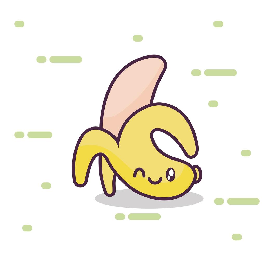 fresh and delicious banana kawaii style vector