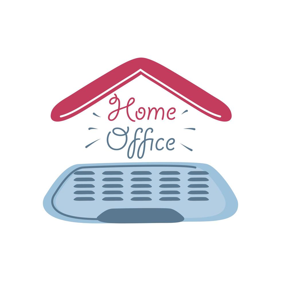 home office lettering with keyboard vector