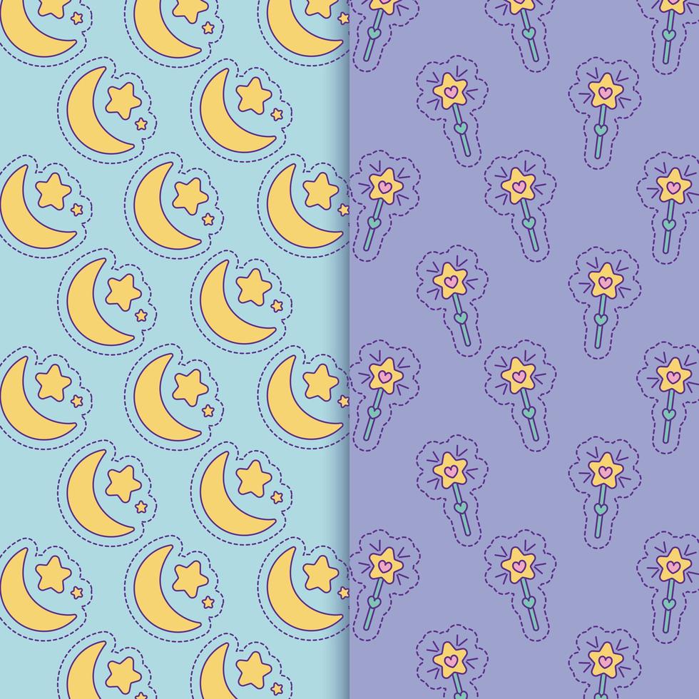 moons and stars sticks background vector design