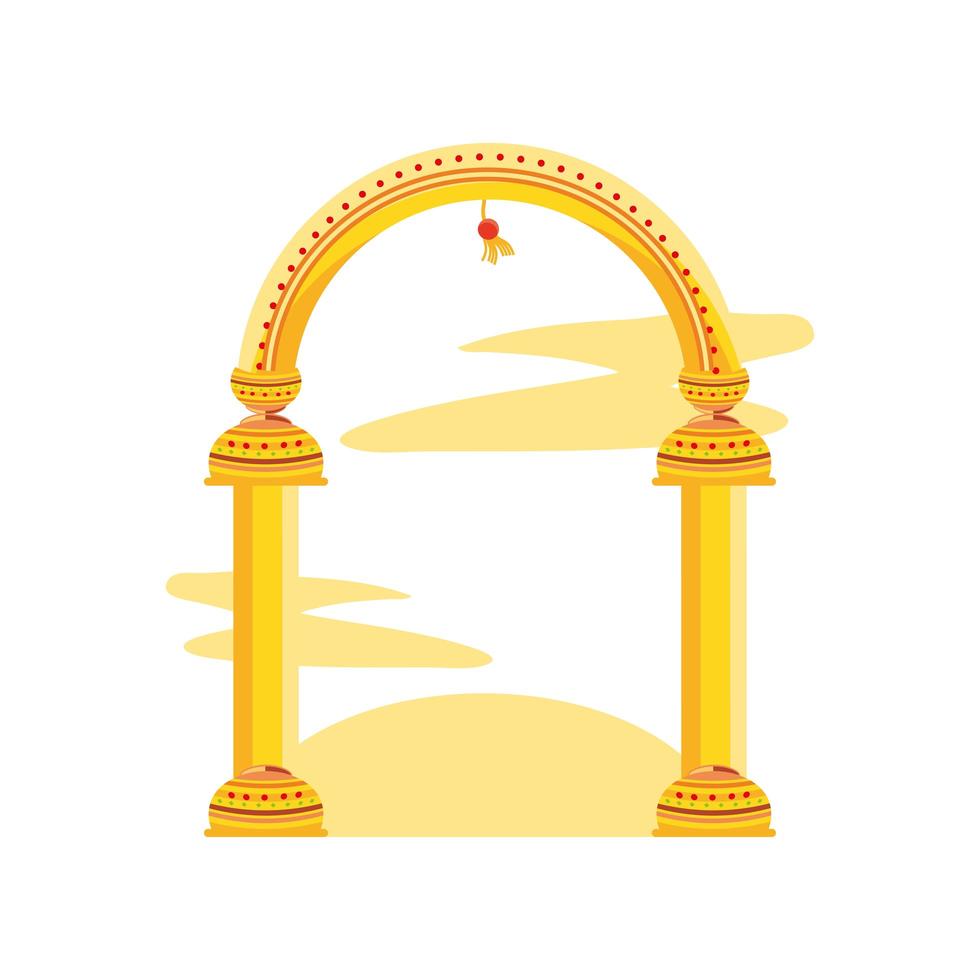 Arco de columna de oro sobre fondo blanco. vector