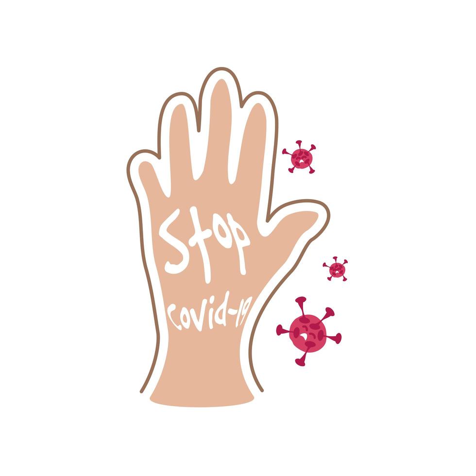 hand raised in stop gesture, avoid infection by coronavirus or covid 19 vector