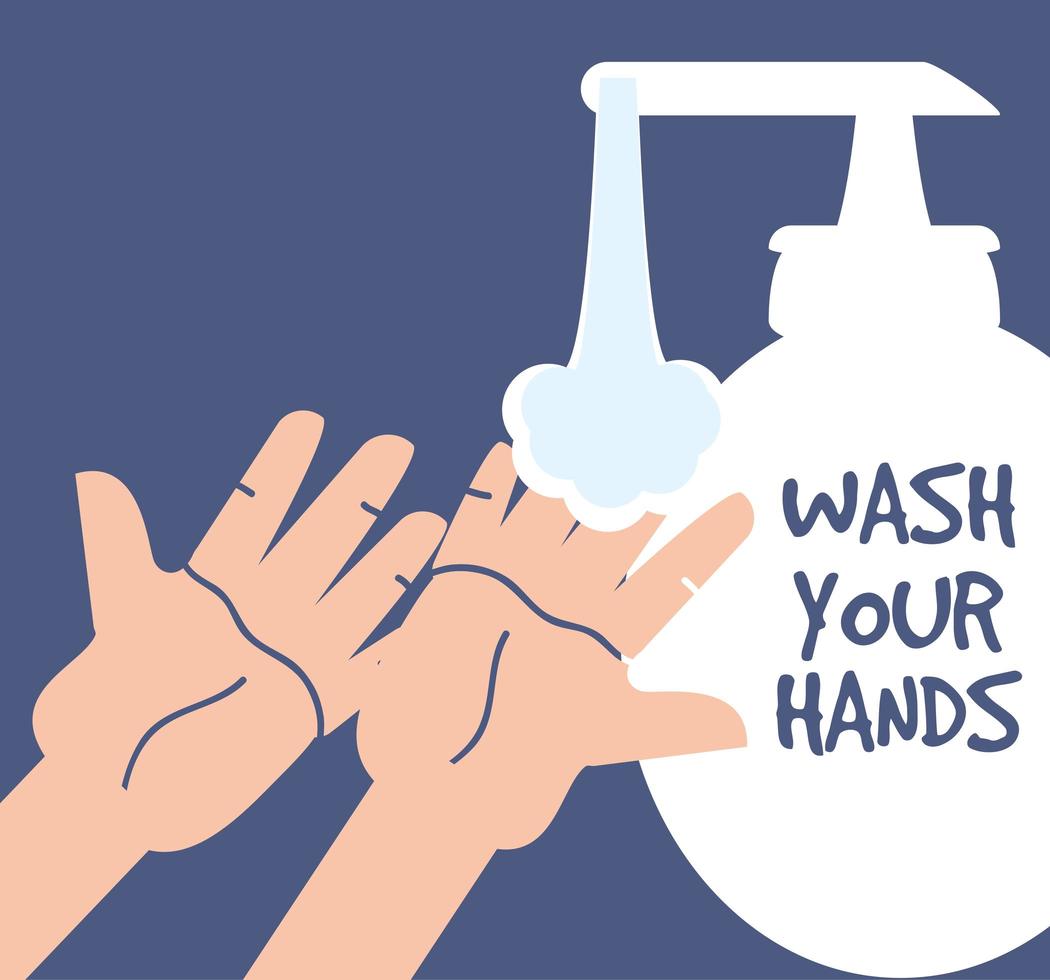 Lávate las manos con jabón y agua vector