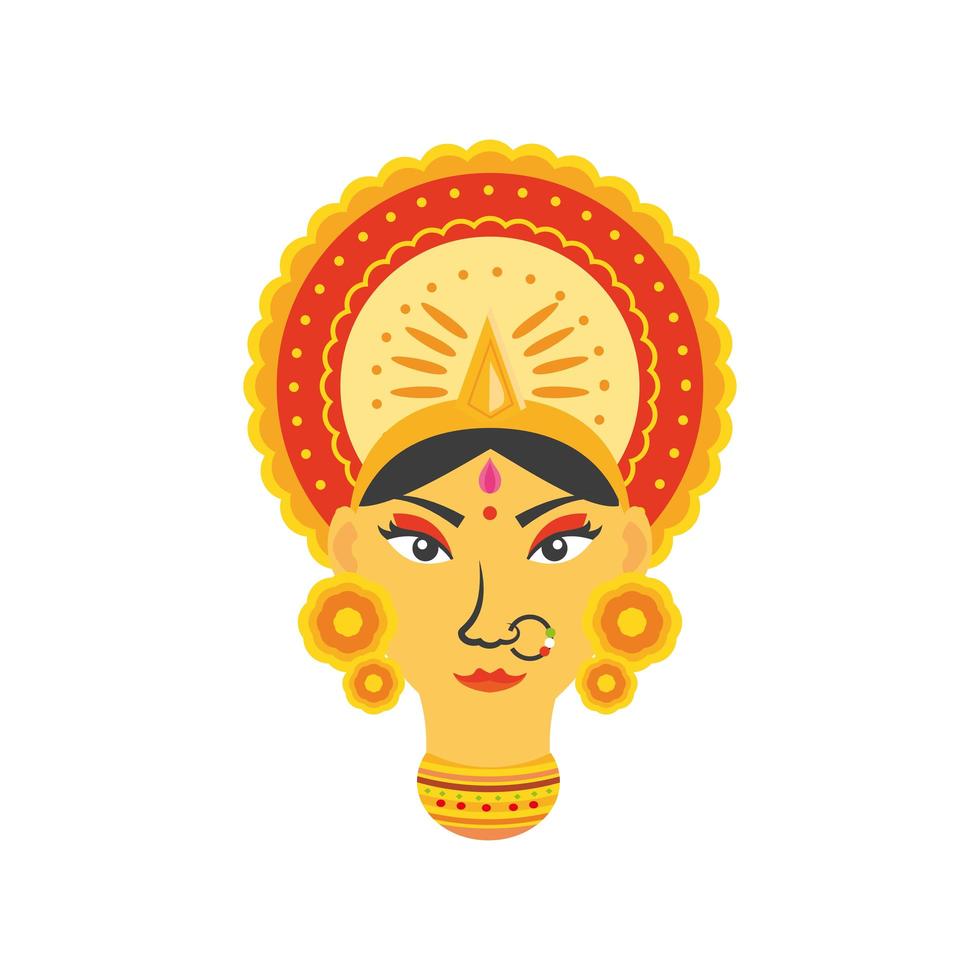 face of goddess durga in white background vector