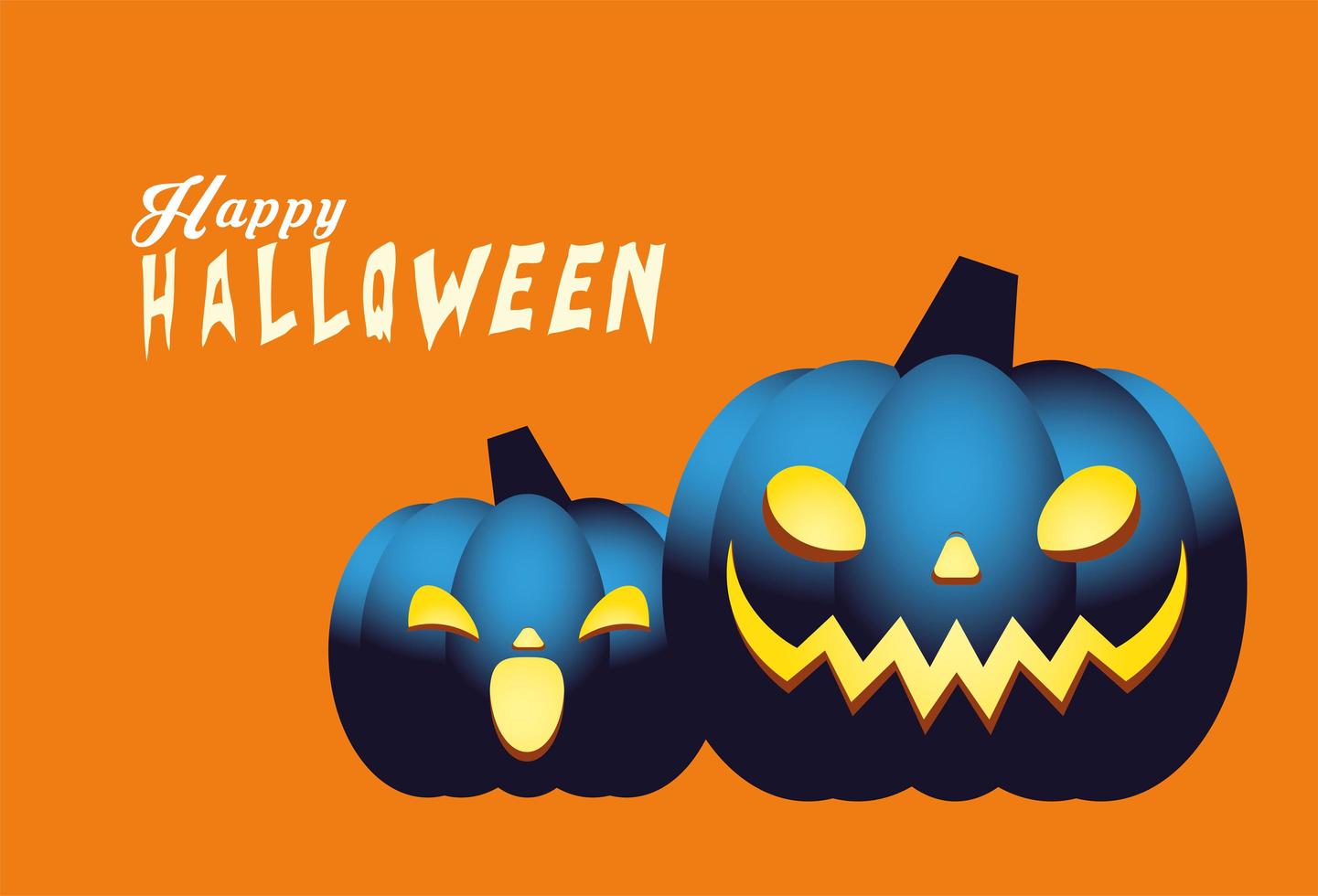 Halloween blue pumpkins cartoons vector design