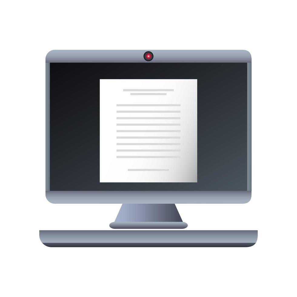 desktop computer with document vector