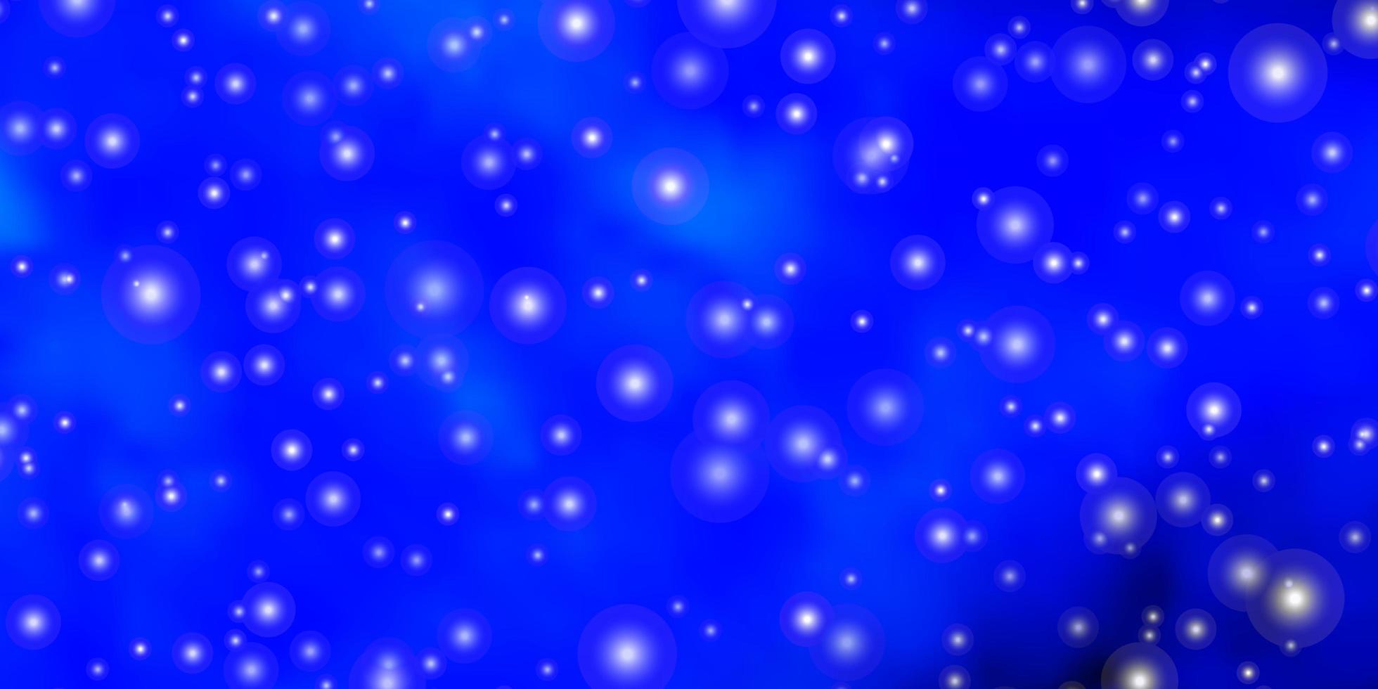 Dark BLUE vector template with neon stars.