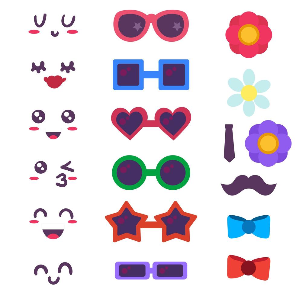 creador de emoticonos divertidos, conjunto de constructor vector