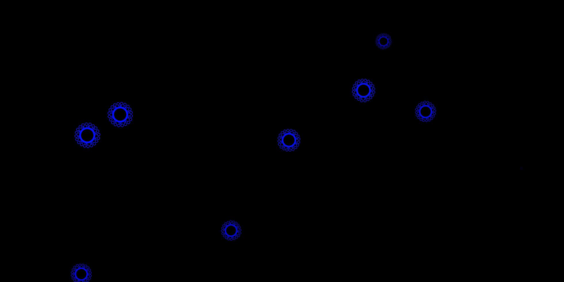 Telón de fondo de vector azul oscuro con símbolos de virus.