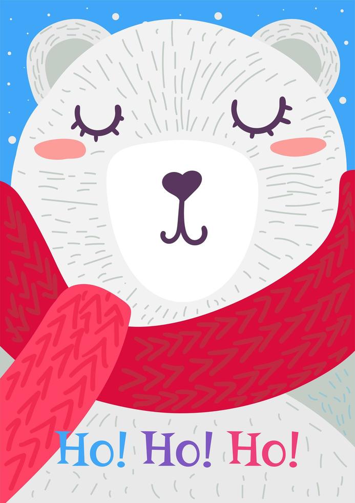 tarjeta de felicitación de navidad de dibujos animados con personaje de oso vector