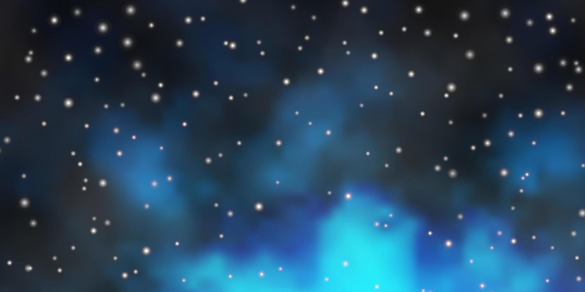 Dark BLUE vector background with colorful stars.