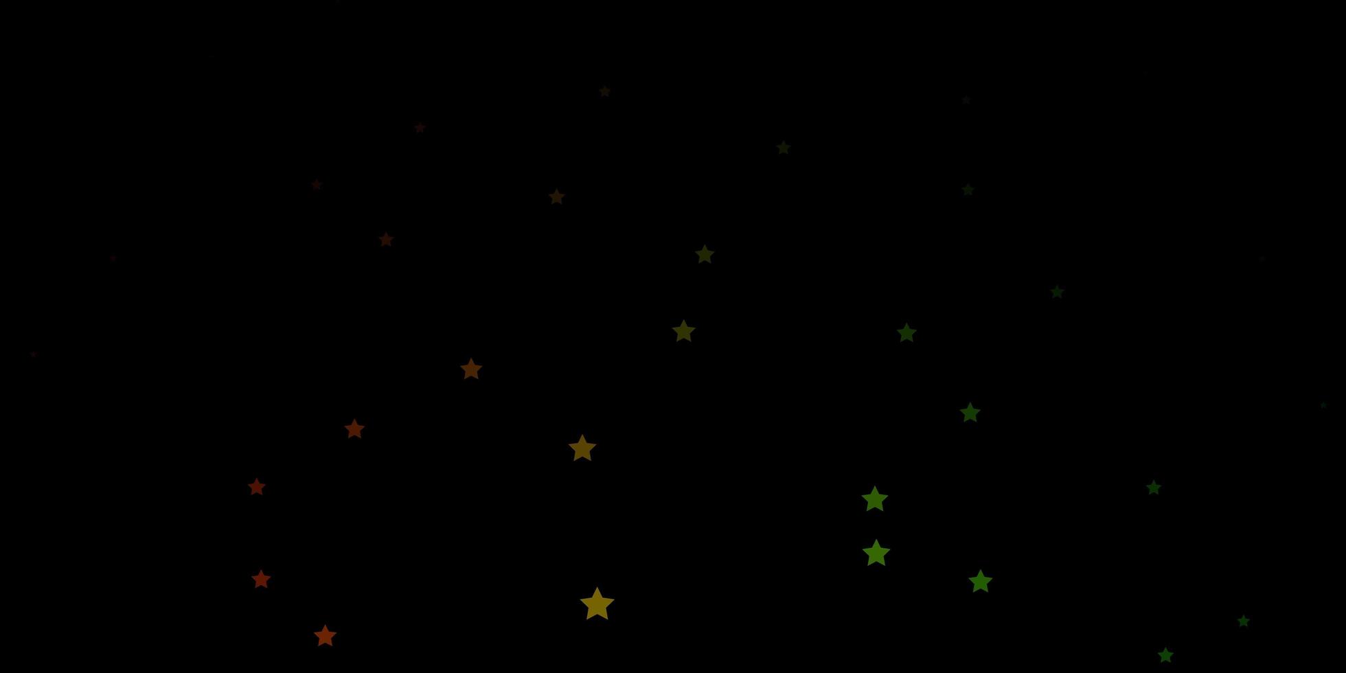 Dark Green, Red vector background with colorful stars.