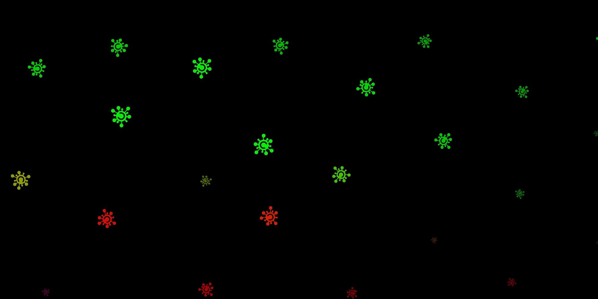 plantilla de vector verde oscuro, rojo con signos de gripe.