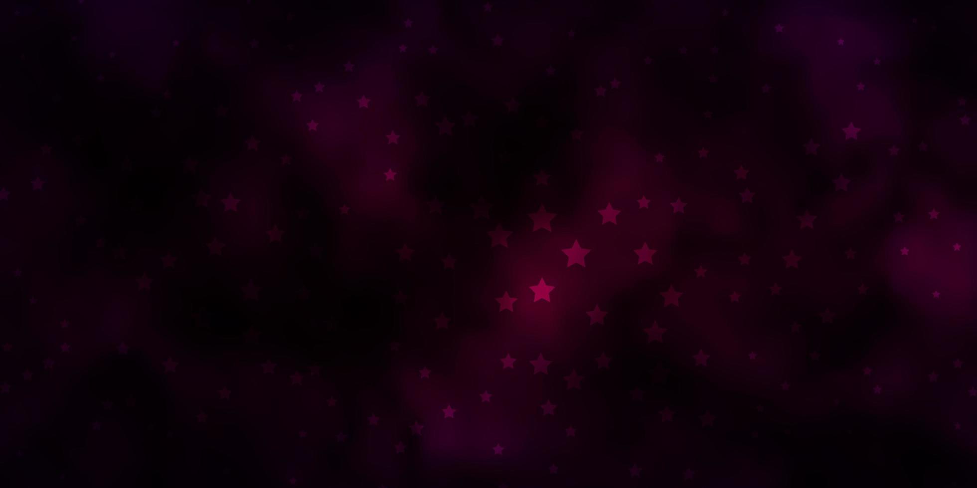 Dark Purple vector background with small and big stars.