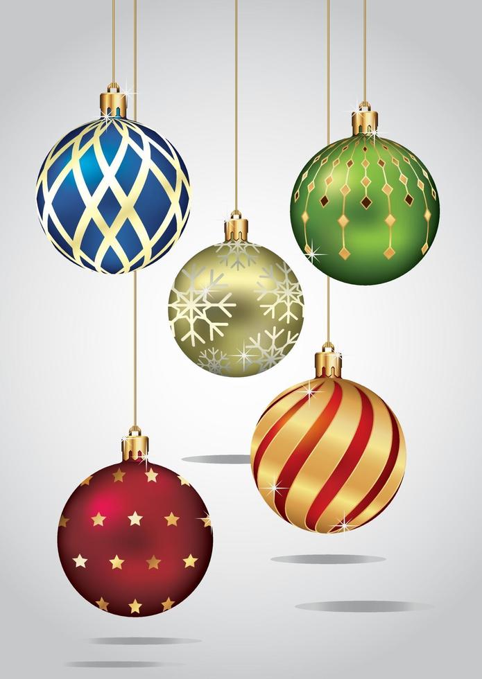 Christmas balls color set. Vector illustration.