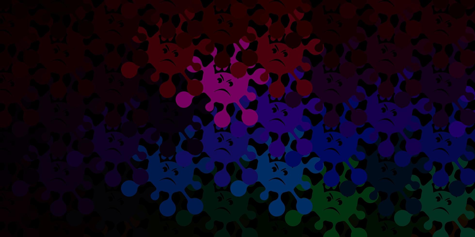 Dark multicolor vector pattern with coronavirus elements.