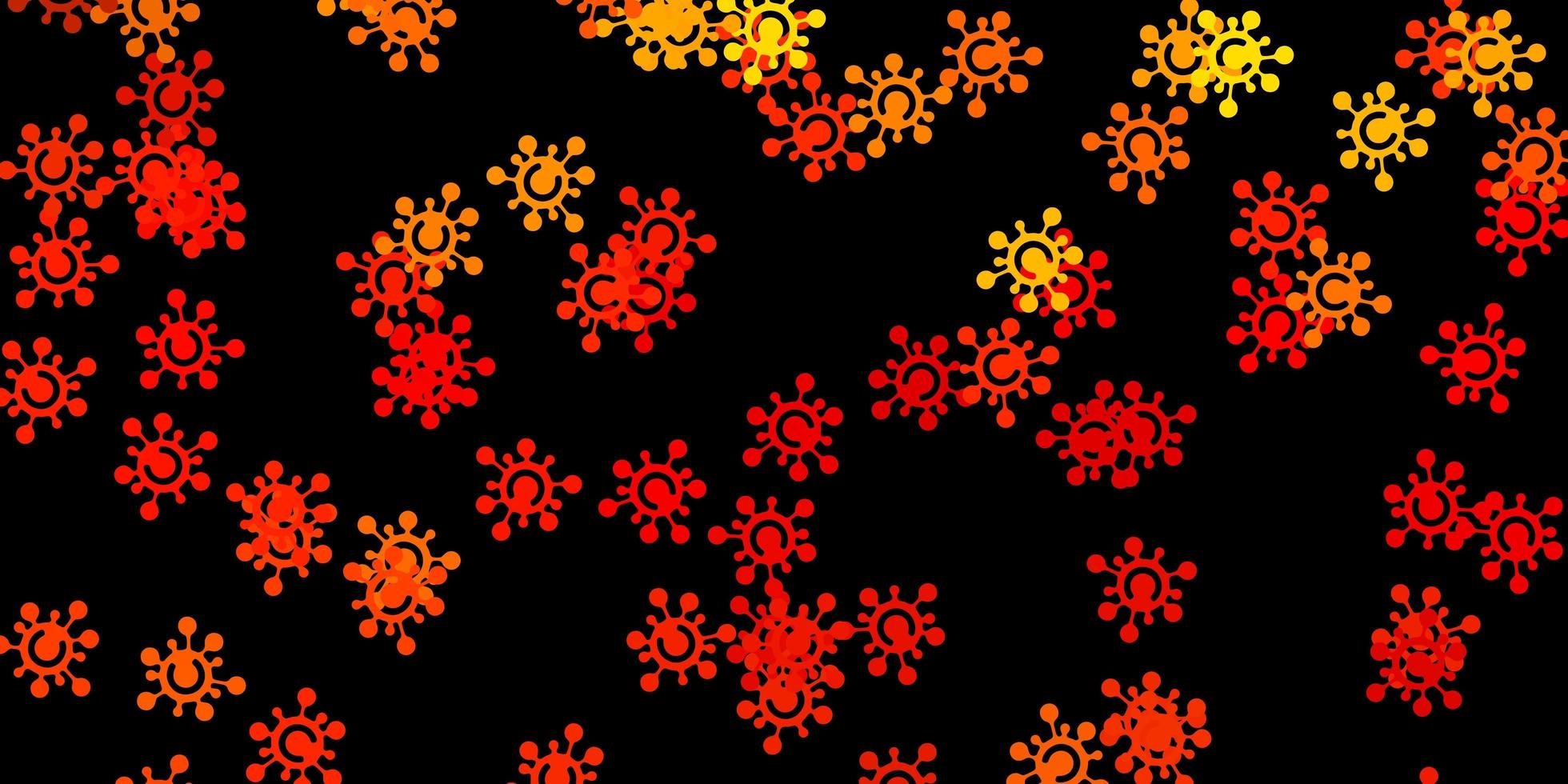 Dark orange vector pattern with coronavirus elements.