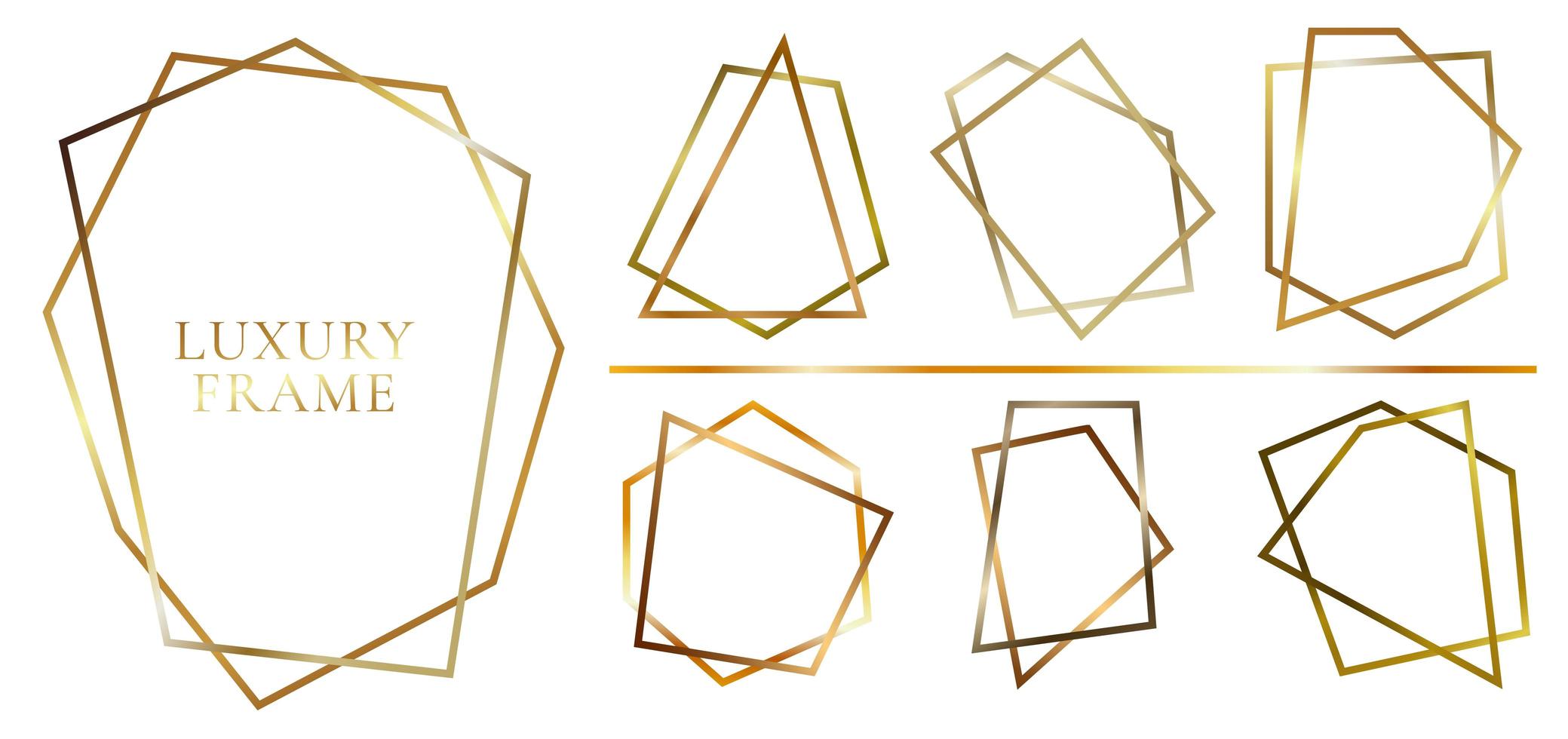 Set of modern shiny golden polygonal shapes vector