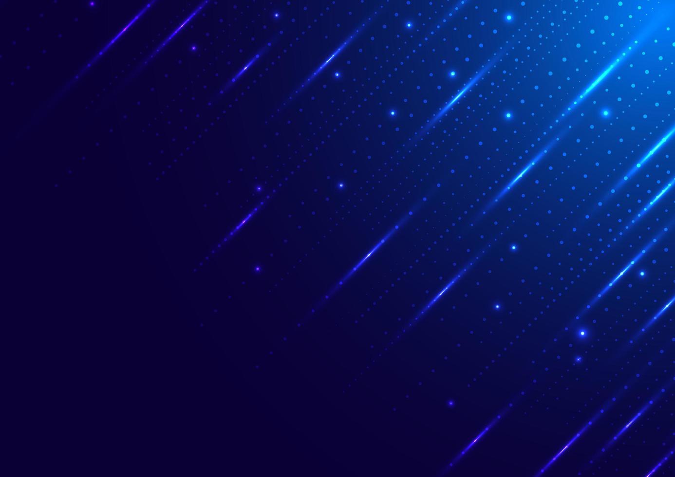 Abstract technology digital futuristic different neon glowing dots particles with lighting on blue background vector