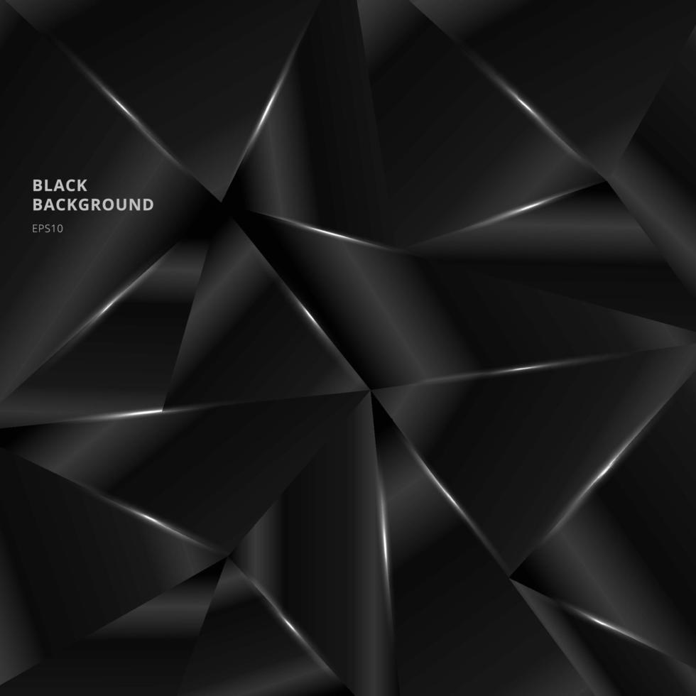 Abstract background black low polygon shape with lighting. vector