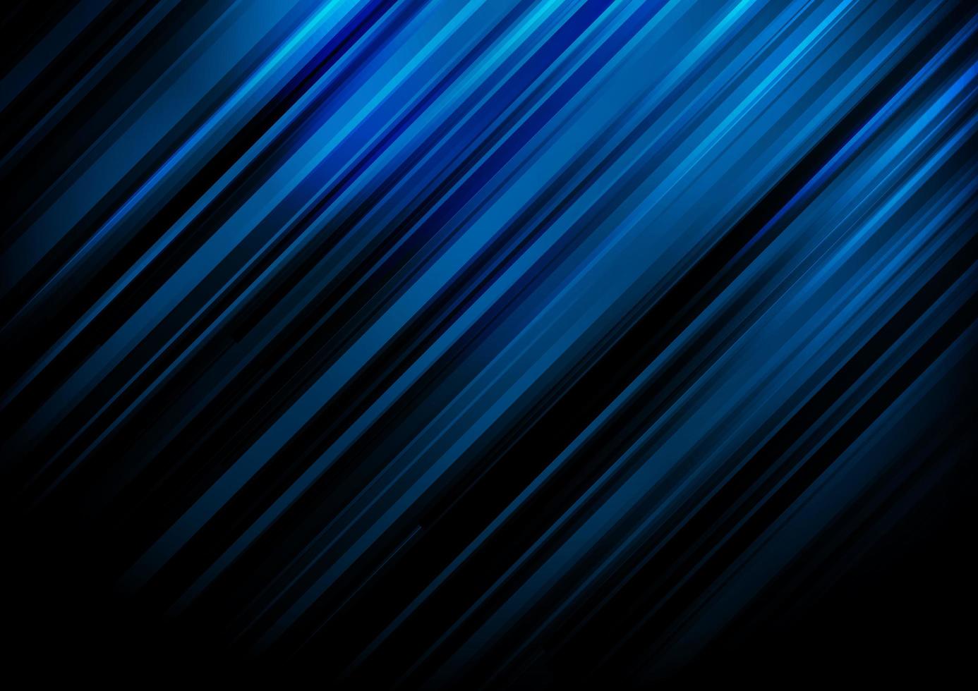 Rayas azules abstractas líneas diagonales claras sobre fondo negro con espacio para el texto vector