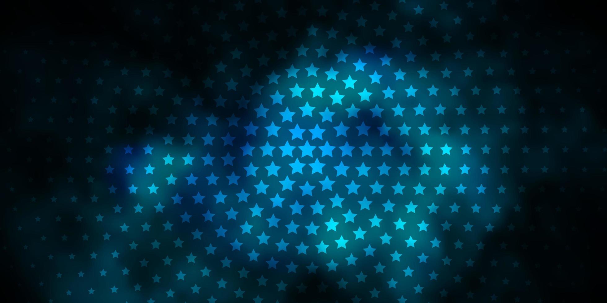 Dark BLUE vector background with colorful stars.