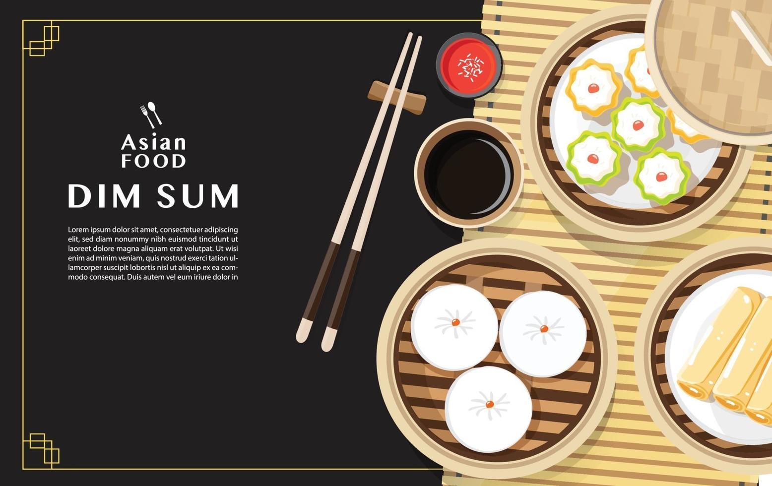 Conjunto de menú de dim sum ilustración de vector de comida asiática