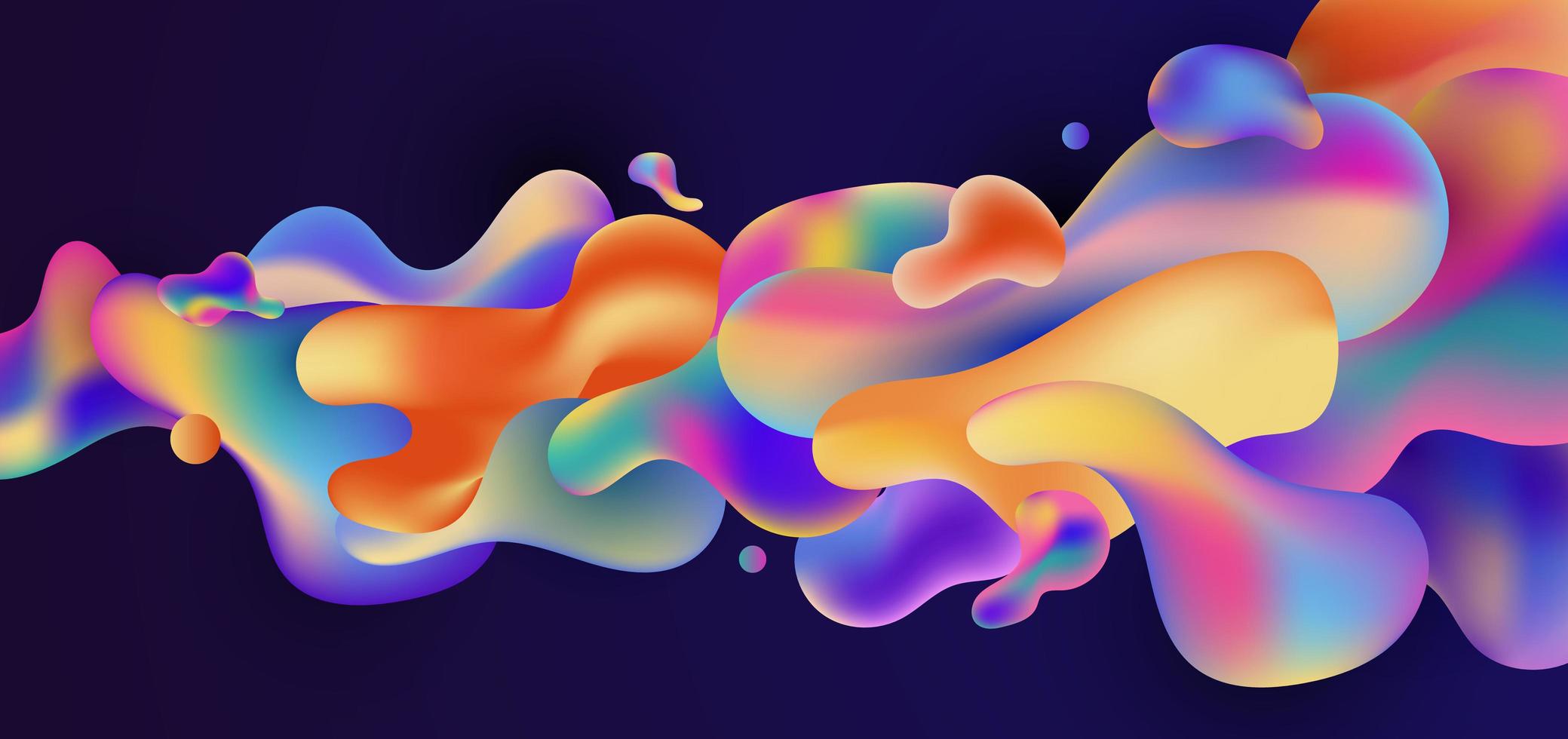 Abstract colorful gradient fluid shape flowing on blue background vector